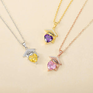 Personalized Graduation Cap Heart Birthstone Necklace, Graduation Gift for Class of 2026 Graduates
