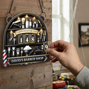 Clients Styled This Year Tracker Sign, Personalized Gift For Barbers