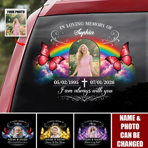 Forever in Our Hearts Personalized Memorial Car Decal - Custom Photo In Loving Memory Window Sticker for Family