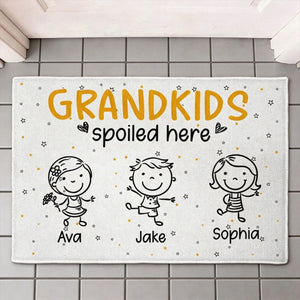 Personalized Grandkids Spoiled Here Standard Doormat - Cute Cartoon Entryway Decor, Unique Gift for Grandma & Grandpa