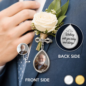 Custom Photo Teardrop Pin - Personalized Memorial Sympathy Gifts For Grooms - Carried In My Heart Always