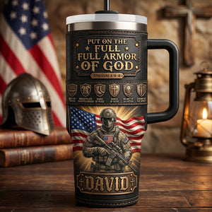 USA Armor Of God Tumbler - Personalized Gifts For Patriots