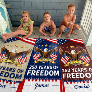 250 Years Of Freedom, Personalized Beach Towel, Gift For Patriots