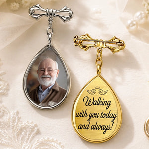 Custom Photo Teardrop Pin - Personalized Memorial Sympathy Gifts For Grooms - Carried In My Heart Always