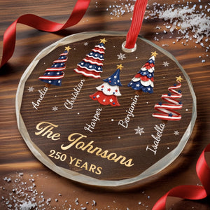 Custom Circle Glass Ornament - Personalized America 250th Anniversary Christmas Gifts For Mom, Dad, Brother, Sister - Making Patriotic Memories