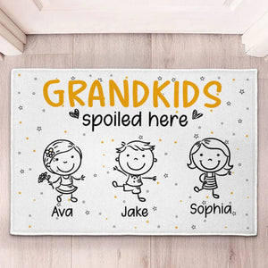 Personalized Grandkids Spoiled Here Standard Doormat - Cute Cartoon Entryway Decor, Unique Gift for Grandma & Grandpa