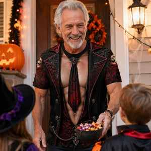 Printed Classic Shirt - Smiling Pumpkin King Design, Unique Halloween Gift for Dad