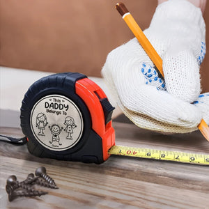 This Grandpa Daddy Belongs To Kids Pet - Personalized Tape Measure