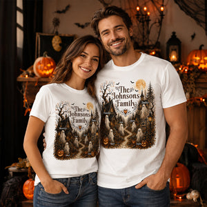 Cozy Haunted Village Halloween Family - Personalized Shirt - Halloween Gift For Family