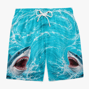 Custom Funny Men Swim Trunks - Personalized Birthday Gifts For Husband, Son, Grandson, Brother, Grandpa, Dad, Yourself - Watch Out For Sharks