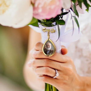 Custom Photo Teardrop Pin - Personalized Memorial Sympathy Gifts For Grooms - Carried In My Heart Always