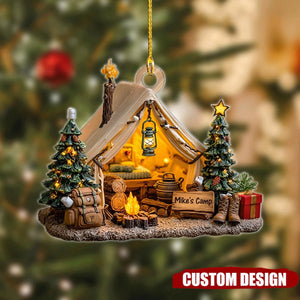 Personalized Camping Christmas Ornament 2025 – Custom Name Tent Holiday Decor Gift for Campers, Hikers and Outdoor Lovers,2D Flat Onament