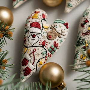 DIY Heart Shaped Hand Embroidered Christmas Ornament