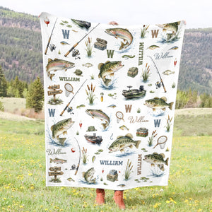 Personalized Fishing Blanket Blanket - Gift For Fishing Lovers