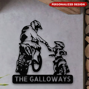 Personalized Father and Kid Motocross Racer Metal Wall Sign-Father’s Day Gift