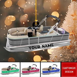 Personalized Pontoon Boat Acrylic Christmas Ornament - New Release
