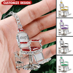 Personalized Barber Chair Keychain -Gift For Hair Stylist