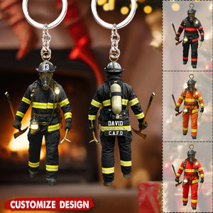 Personalized Double-sided Firefighter Keychain - Gift For Fireman