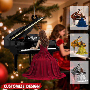 Personalized Piano Christmas Ornament - Gift for Girl Pianist And Player Music Lover
