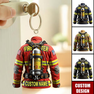 Personalized Firefighter Uniform Keychain - Gift For Firefighter