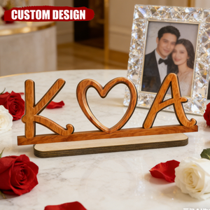 Couple Initials Heart-Personalized Wooden Plaque-Valentine's Day Gift