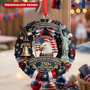 Custom Acrylic Ornament - Personalized America 250th Anniversary Gifts For Mom, Dad, Brother, Sister, Kids - Family Forever United