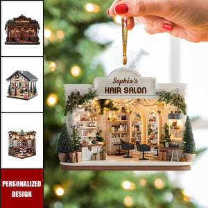 Personalized Hair Salon Acrylic Christmas Ornament Gift For Hairdresser