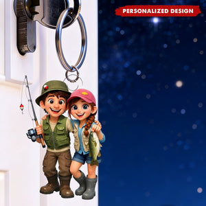 Personalized Fishing Couple Keychain