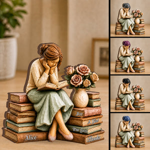 "Just A Girl Who Loves Books" Personalized Book Lover Wooden Plaque - Custom Reader Gift for Book Club Friends
