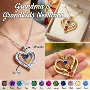 Personalized Kids Birthstone Name Necklace - Gift For Mom Grandma