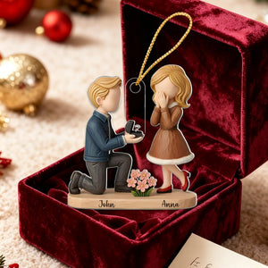 Personalized Couple Marriage Proposal Christmas Ornament, Engagement Gift For Couples