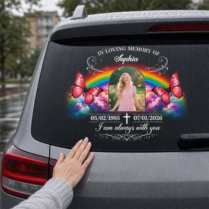Forever in Our Hearts Personalized Memorial Car Decal - Custom Photo In Loving Memory Window Sticker for Family