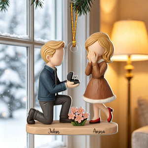 Personalized Couple Marriage Proposal Christmas Ornament, Engagement Gift For Couples