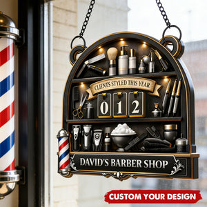 Clients Styled This Year Tracker Sign, Personalized Gift For Barbers