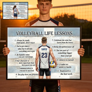 Personalized Volleyball Life Lessons Poster - Inspirational Gift for Young Volleyball Athletes & Sports Families