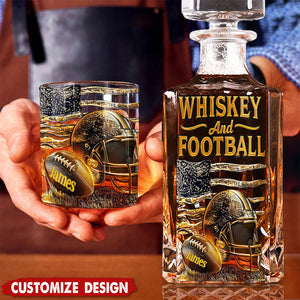 Whiskey And Football - Personalized Football Whiskey Decanter Set