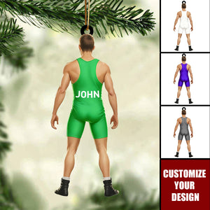 Personalized Wrestler Christmas Ornament, Custom Wrestler Singlet Ornament with Name