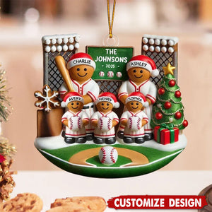 Baseball Gingerbread Family On Field Sport Lover - Personalized Acrylic Ornament