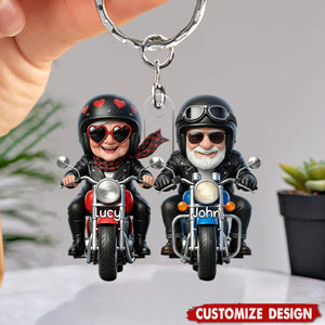 Hold Your Hand At 80 And Go Riding - Personalized Acrylic Keychain - Gift For Old Couple Motorcycle Enthusiasts