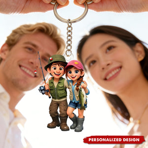 Personalized Fishing Couple Keychain