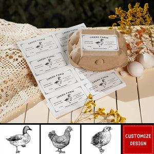 Personalized Sheet Fresh Chicken Duck Quail Egg Carton Labels Stickers - Gift for Farm Owners