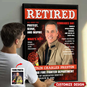 Personalized Firefighter Magazine Cover Poster - Gift For Fireman