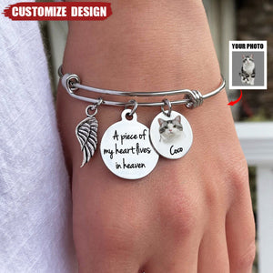 A Piece Of My Heart Lives In Heaven - Memorial Photo Bracelet