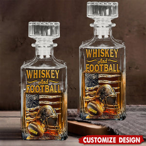 Whiskey And Football - Personalized Football Whiskey Decanter Set