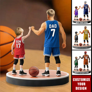 Basketball Dad And Kids - Personalized Acrylic Plaque, Father's Day Gift for Dad, Gift for Husband