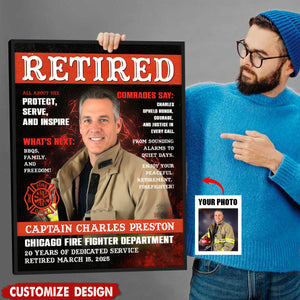 Personalized Firefighter Magazine Cover Poster - Gift For Fireman