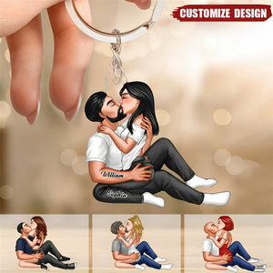 Couple Kissing Personalized Acrylic Keychain - Gift For Couple