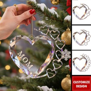 Sparkling Hearts-Personalized Family Transparent Ornament
