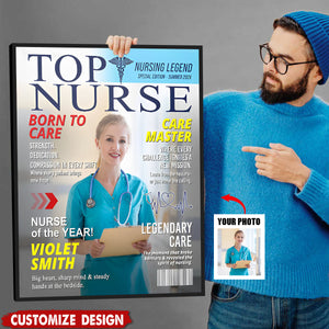 Personalized Top Nurse Magazine Cover Poster - Gift for Nurse