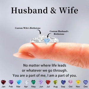 For My Love-Double Heart Couple Birthstone Ring